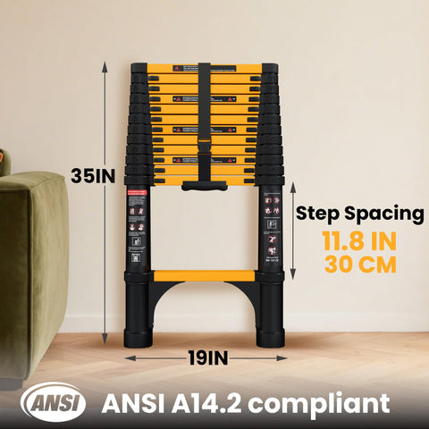 SINMEIRUN ladder showing safety locking latches for secure height adjustment.