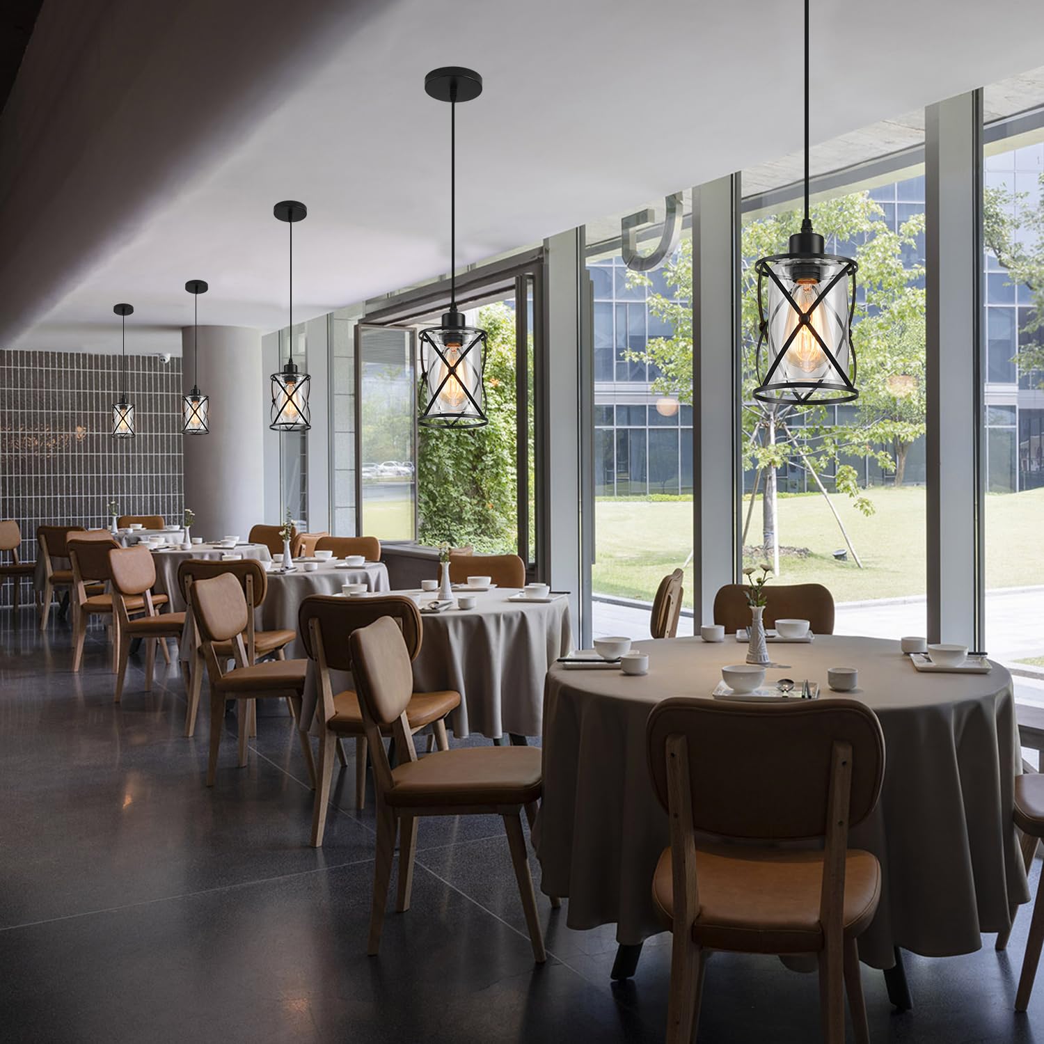 SINMILA kitchen island lighting enhances dining-area ambience with glass shades
