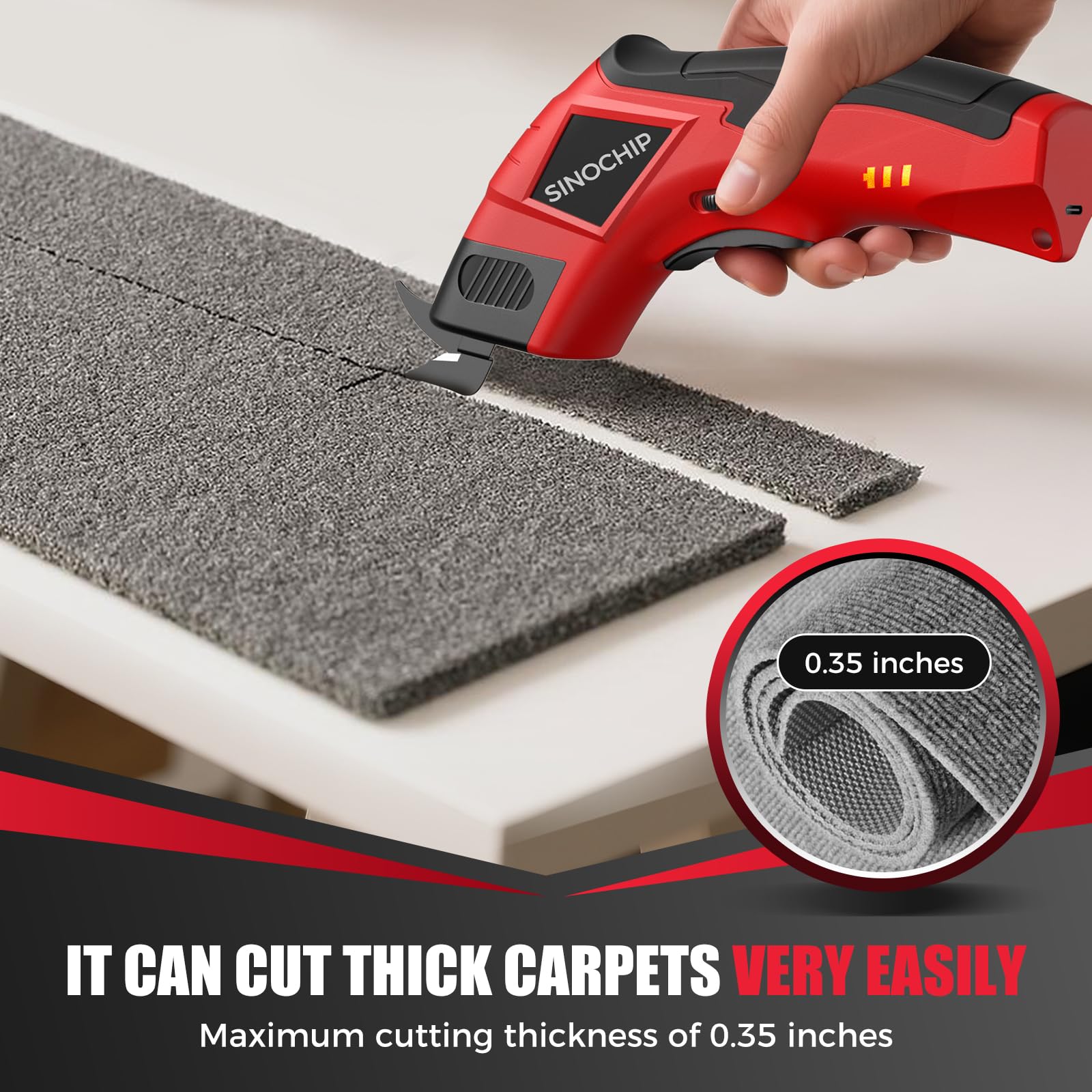 SINOCHIP toolbox with charger supports easy transport.