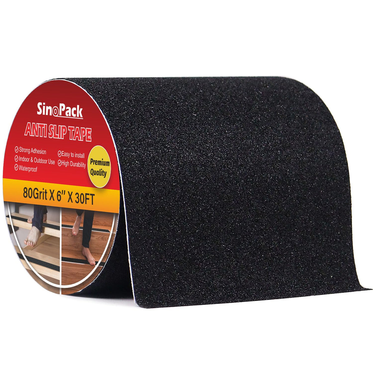 SinoPack Anti Slip Tape top view showing durable grip for indoor and outdoor stairs