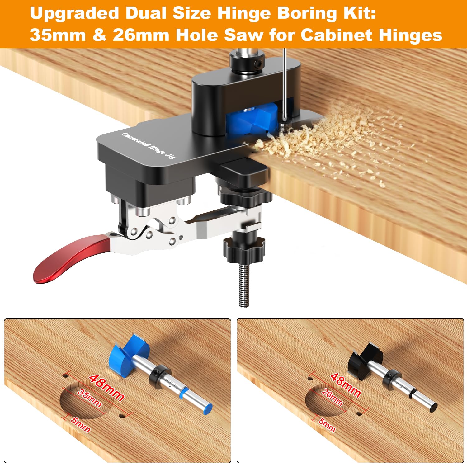 Sinpiode 35mm and 26mm drill bits compatible with Euro hinges