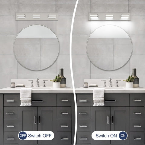 SineRise easy install vanity light in brushed nickel finish.