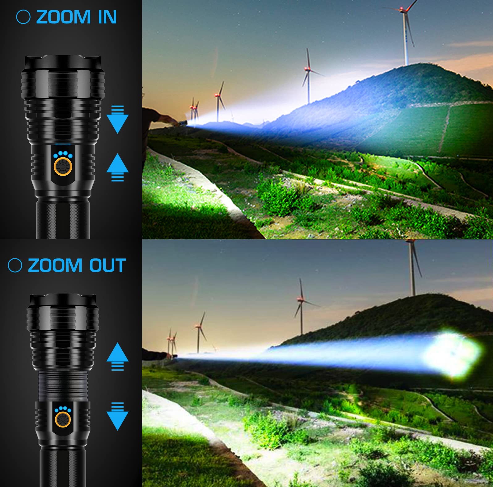 Sinvimes zoom beam in action for versatile indoor and outdoor illumination.