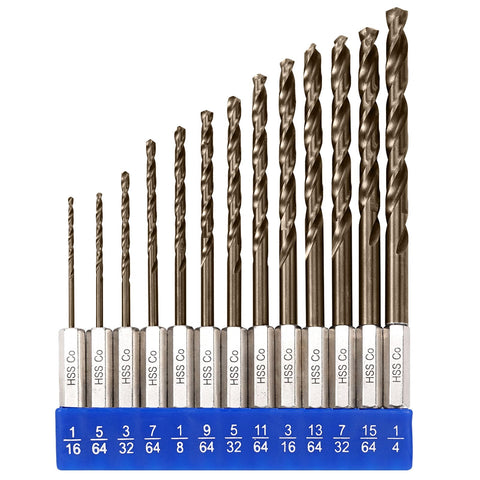 Sinyeenglon cobalt drill bits set in case with index holder for organized drilling.