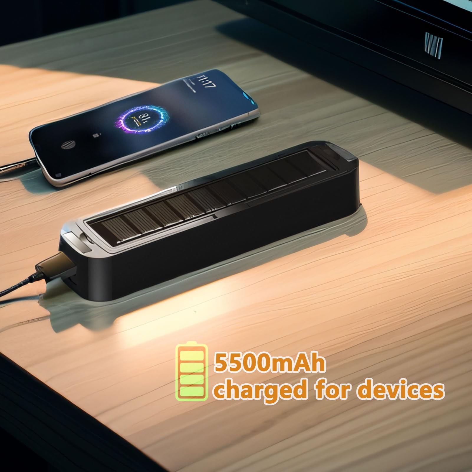 SIOLAXEN solar LED light bar side view highlights compact rugged design