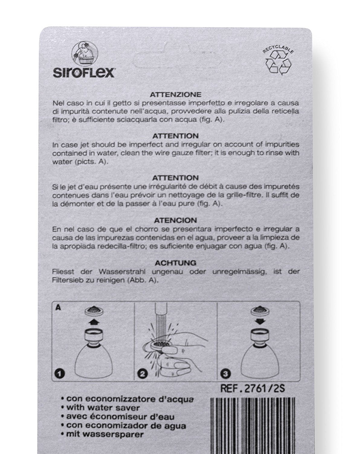 Siroflex showerhead from Italy, filter-and-jet map view, demonstrates 88 jets for even coverage.
