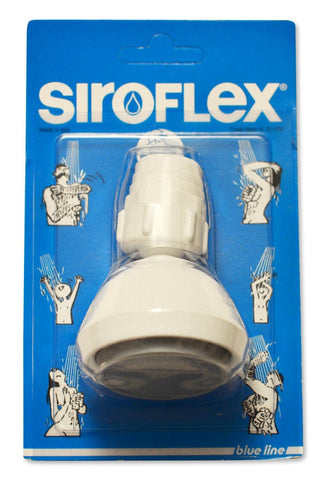 Siroflex showerhead from Italy, wide-angle view, highlights powerful high-flow spray.