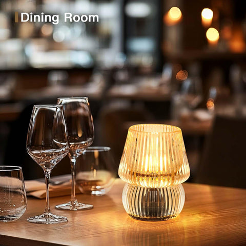 SisiHokai embossed textured glass lamp adds vintage charm.