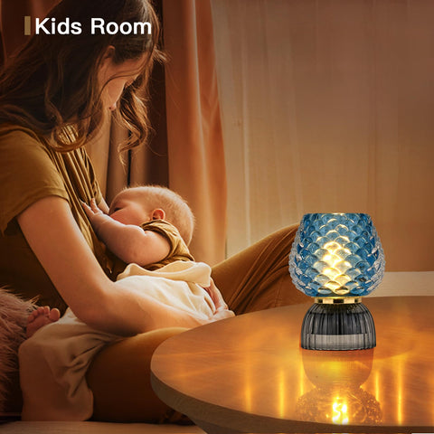 SisiHokai pinecone blue glass lamp timer function for easy use