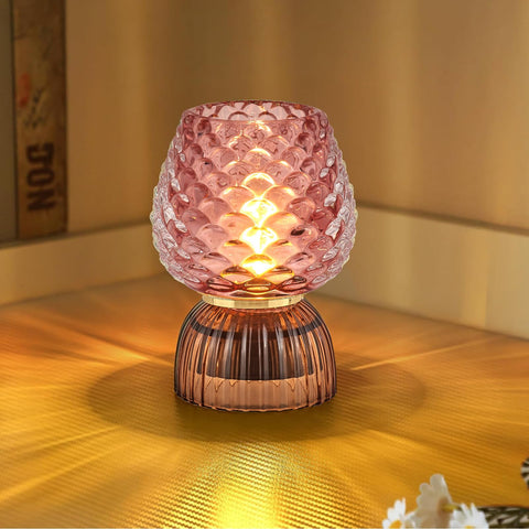 SisiHokai pinecone glass lamp with textured shade delivering cozy ambiance