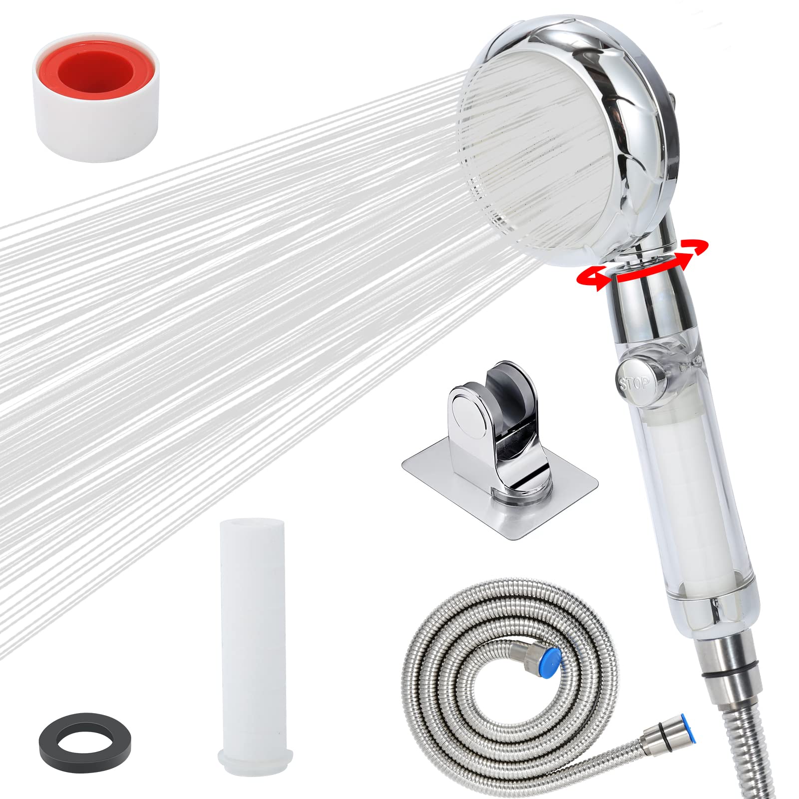 Sisiten RV shower head with filter package shows compact filtration for cleaner campsite water