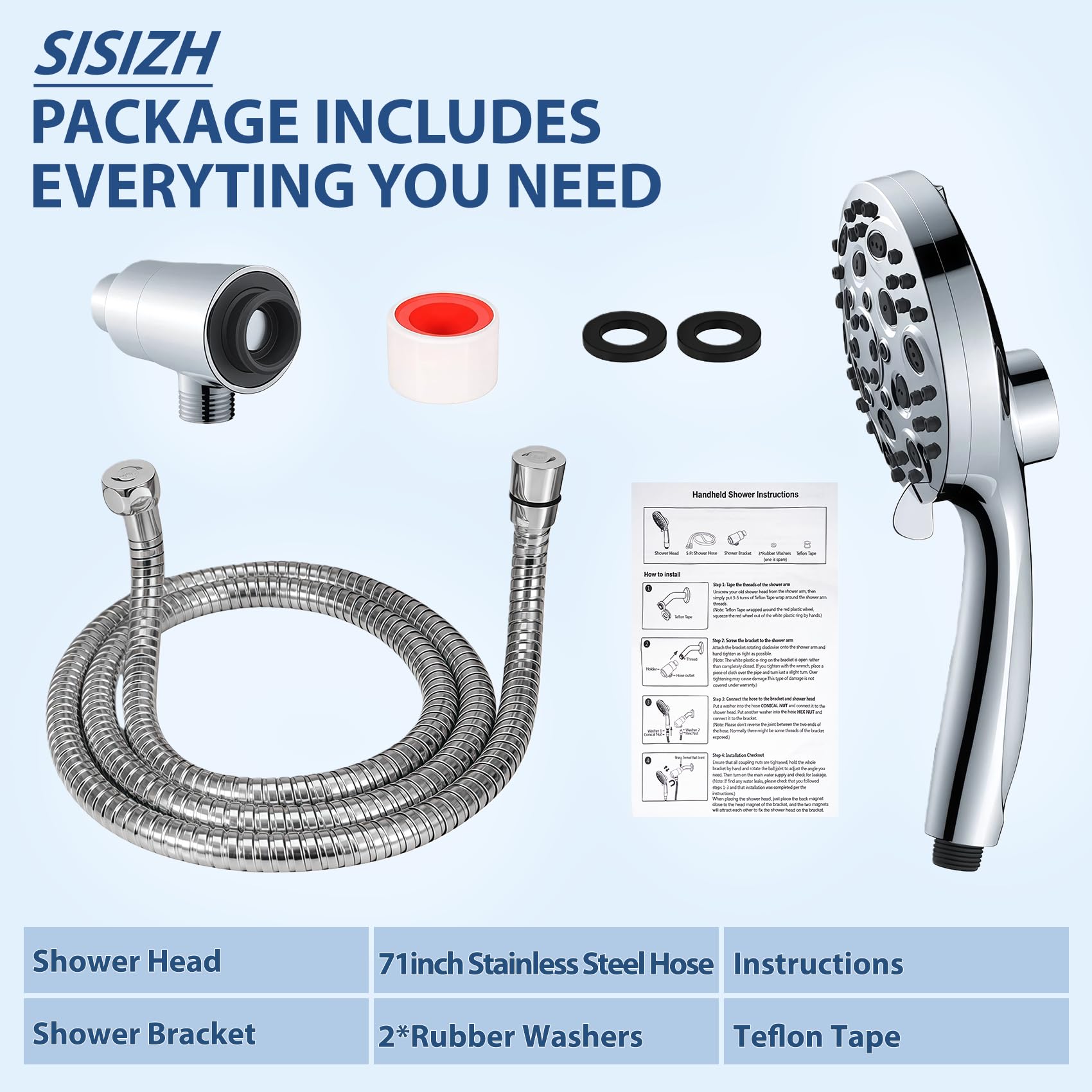 SISIZH five-inch spray panel delivers full-body coverage.