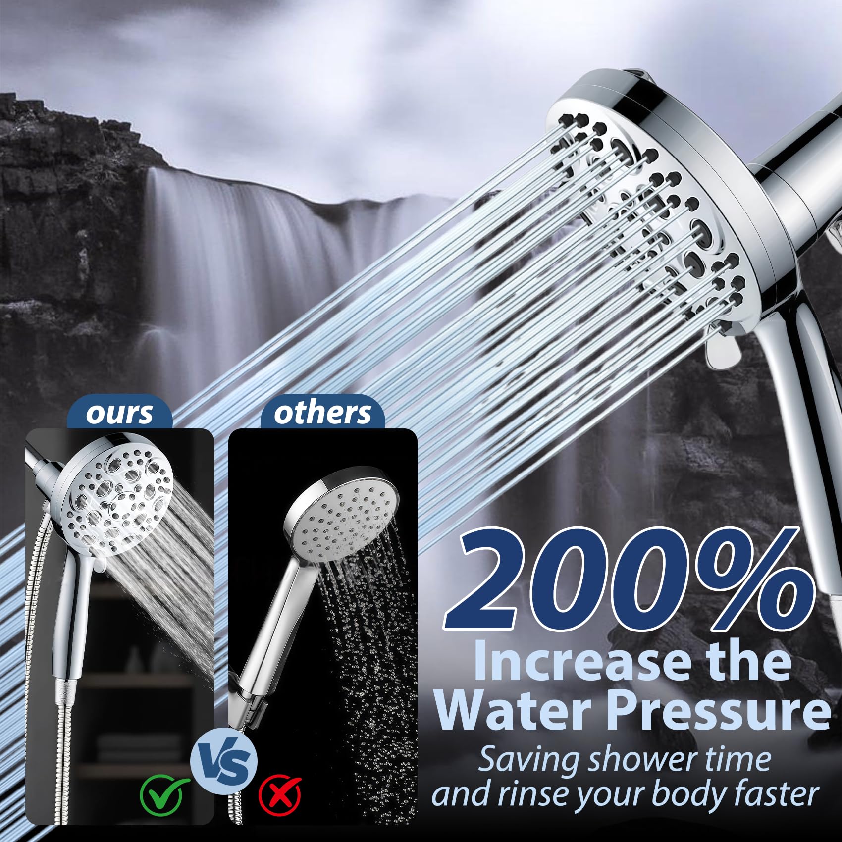 SISIZH advanced magnetic docking for quick, secure shower head placement.
