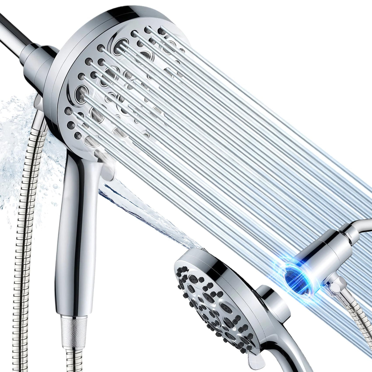 SISIZH magnetic handheld shower head in chrome with secure docking and easy operation.