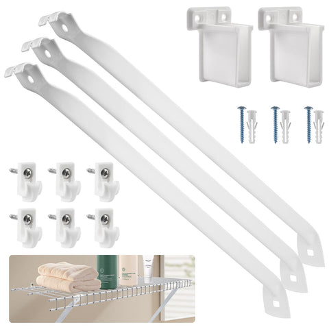 Sissinda 12-inch wire shelf brackets set front view showing sturdy epoxy-coated steel for secure shelves.