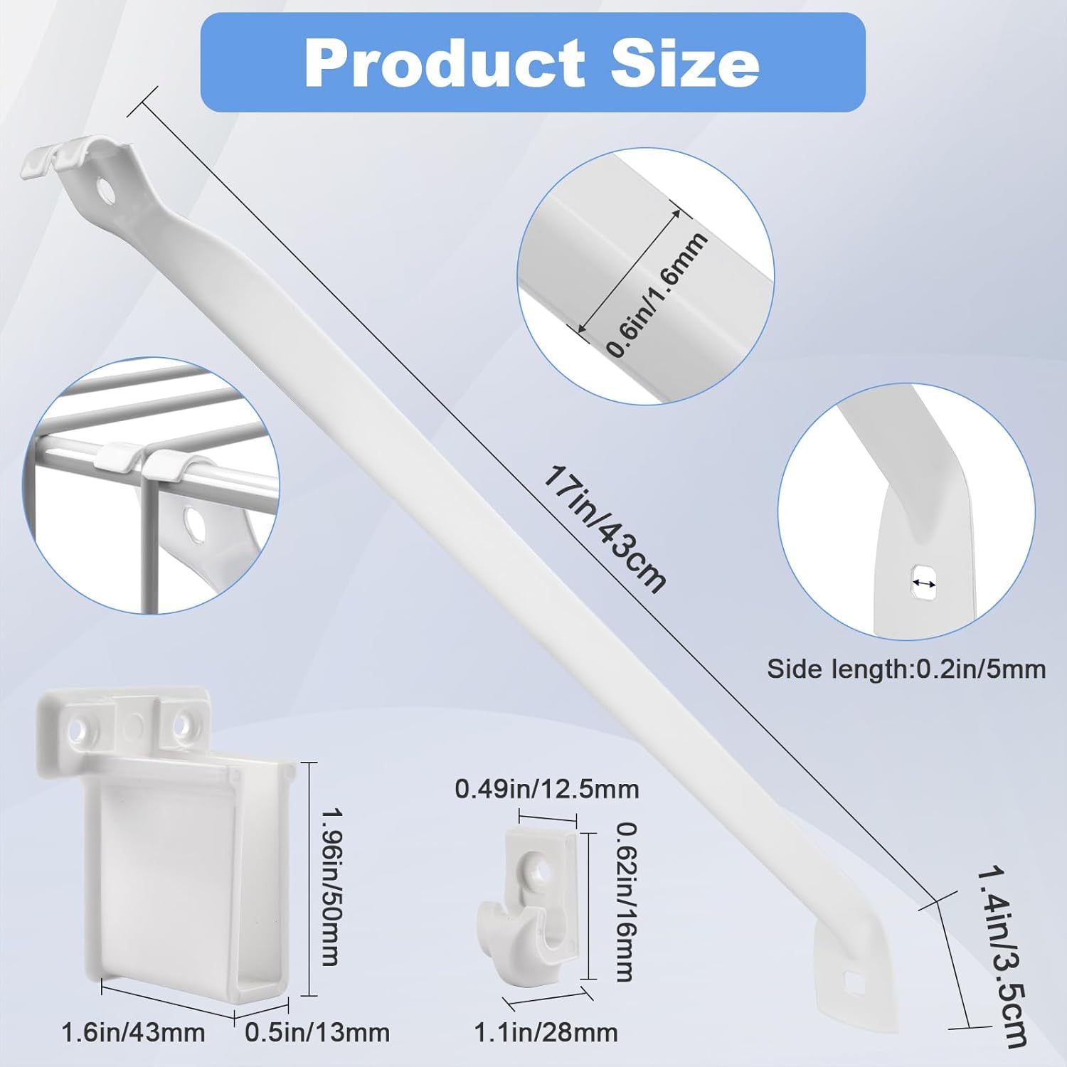 Profile view of Sissinda brackets highlighting easy hook-on installation for quick shelf setup.