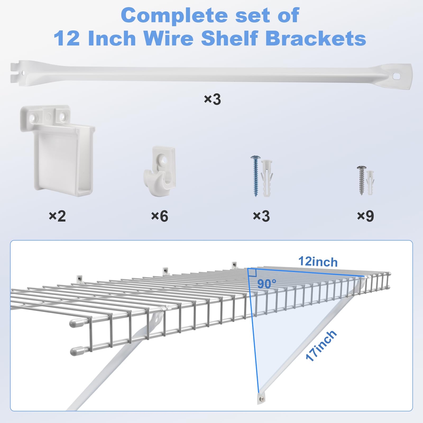 End brackets included with Sissinda set for stable corner mounting in closets or pantries.