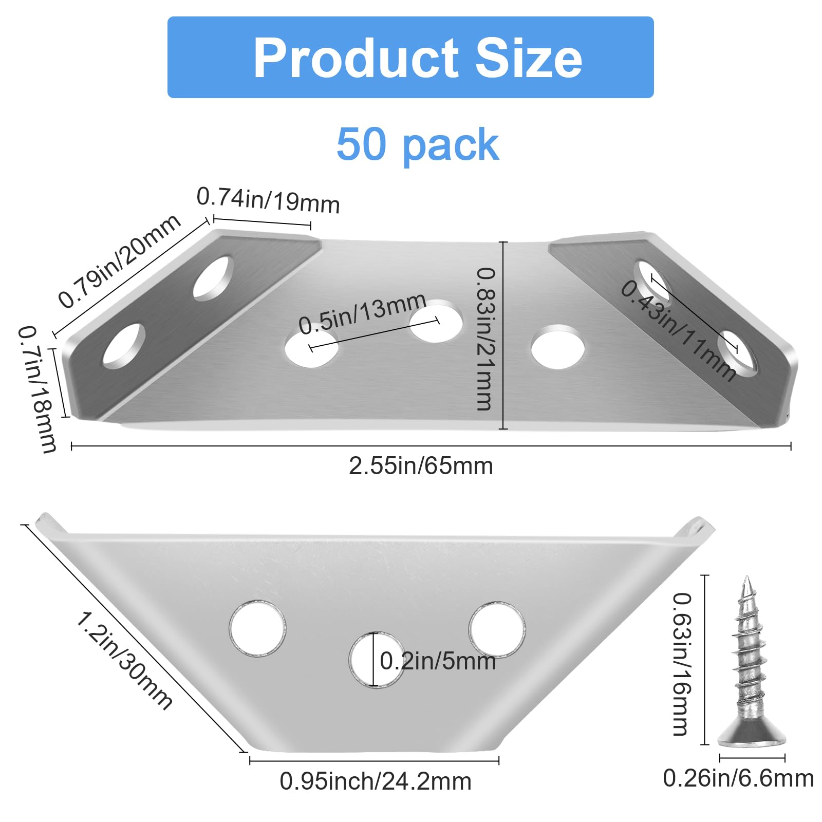 Sissinda stainless steel corner brackets resist rust for long-lasting use.