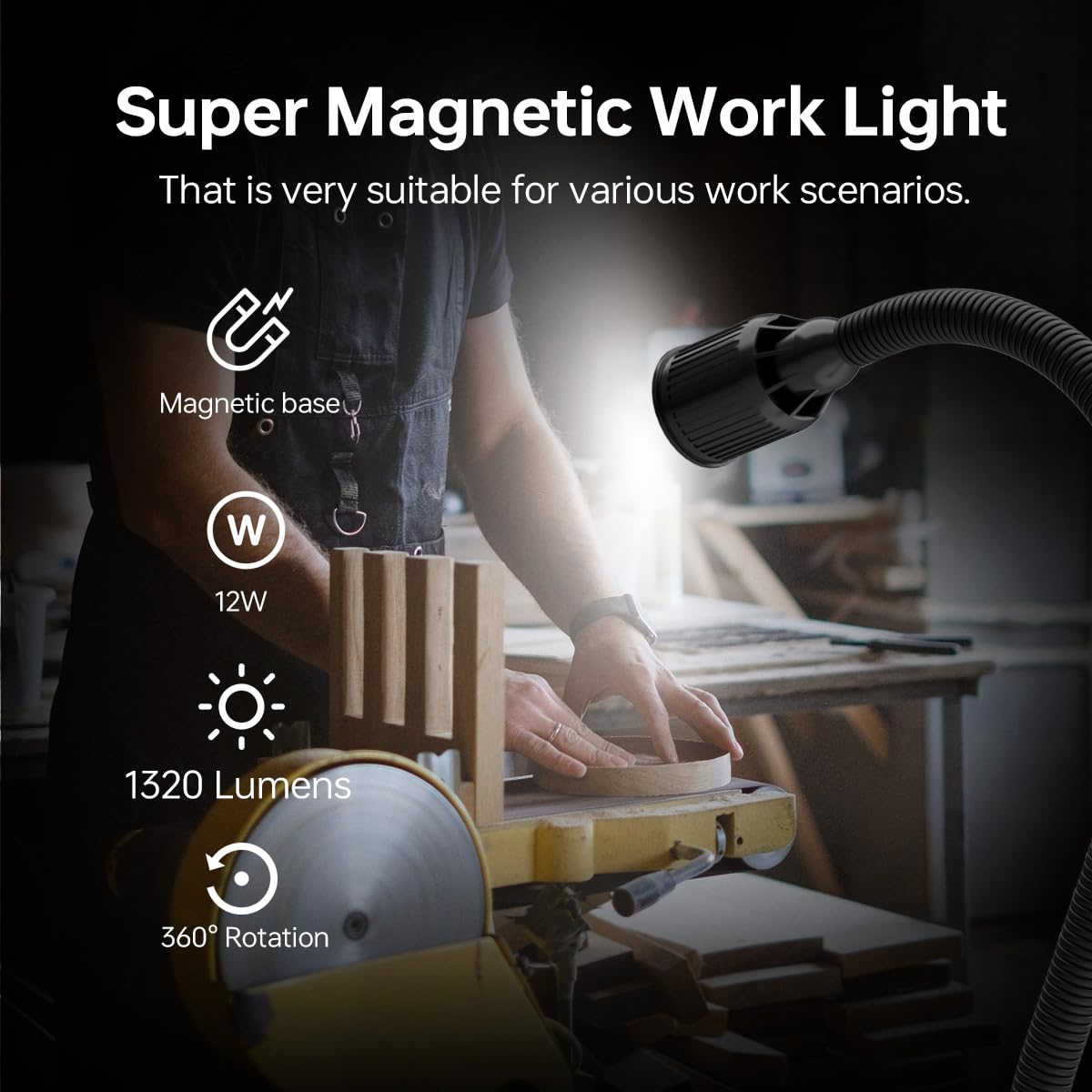 Sisymos double gooseneck lamp bends freely to illuminate precise tasks.