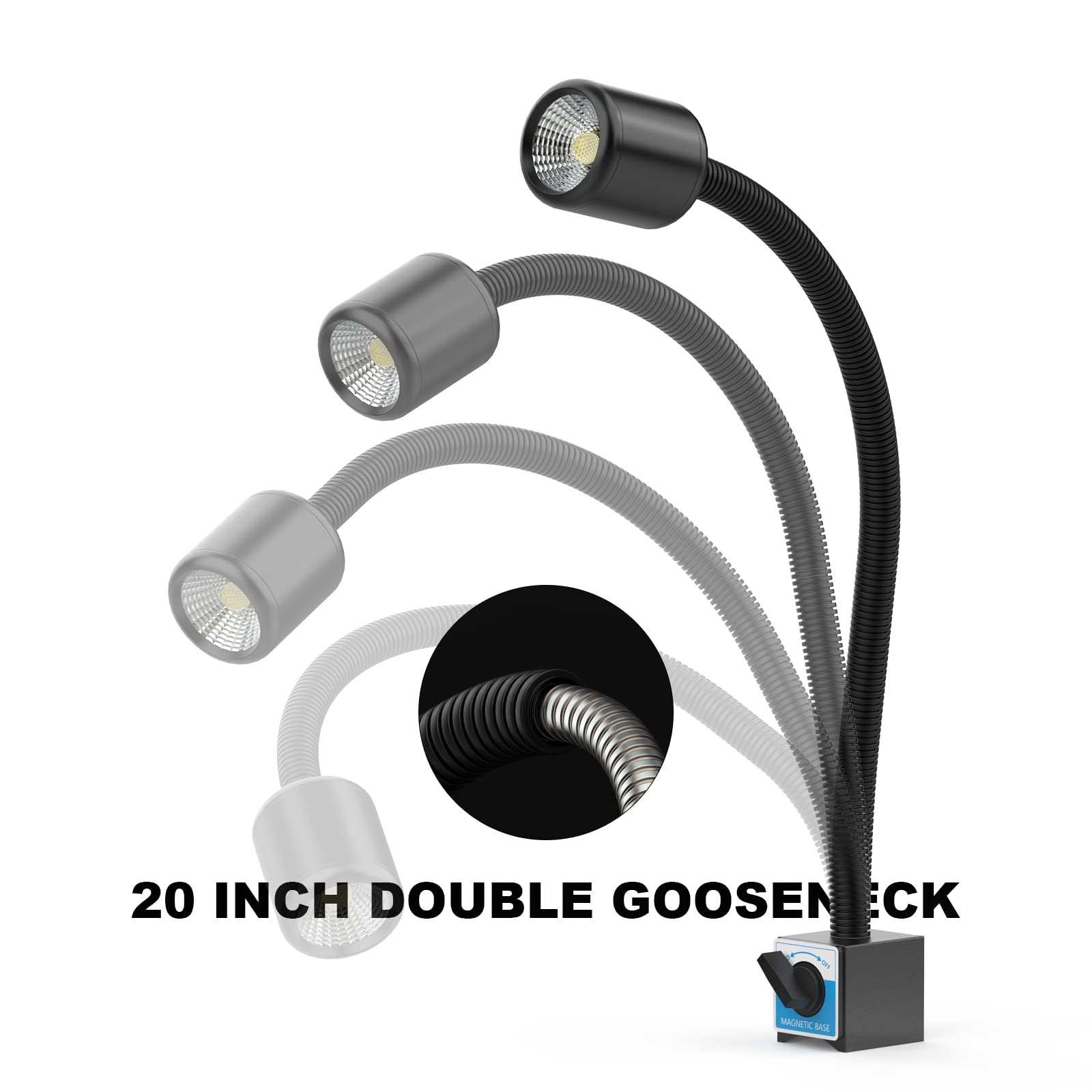IP65 aluminum shade shields the LED beam against water spray and mist.
