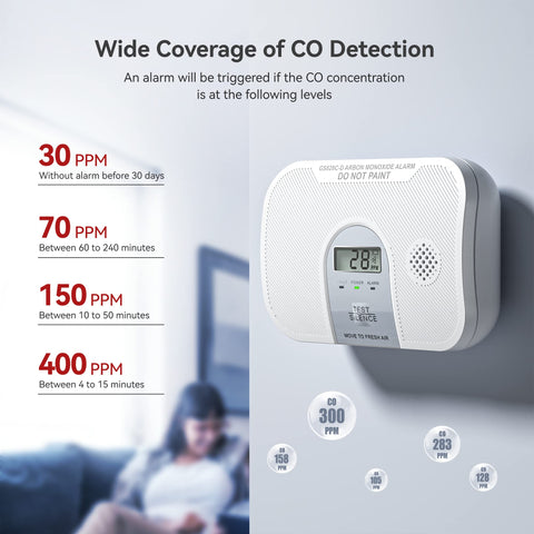 Siterlink CO detector with three LED indicators for status and alarms