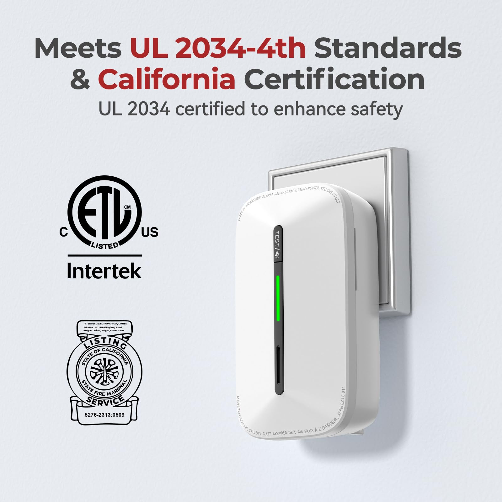 Siterlink CO detector with 10-year battery backup for outages