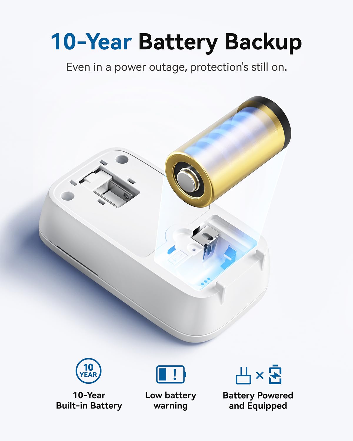 SITERWELL CO detector highlighting 10-year battery life for uninterrupted monitoring