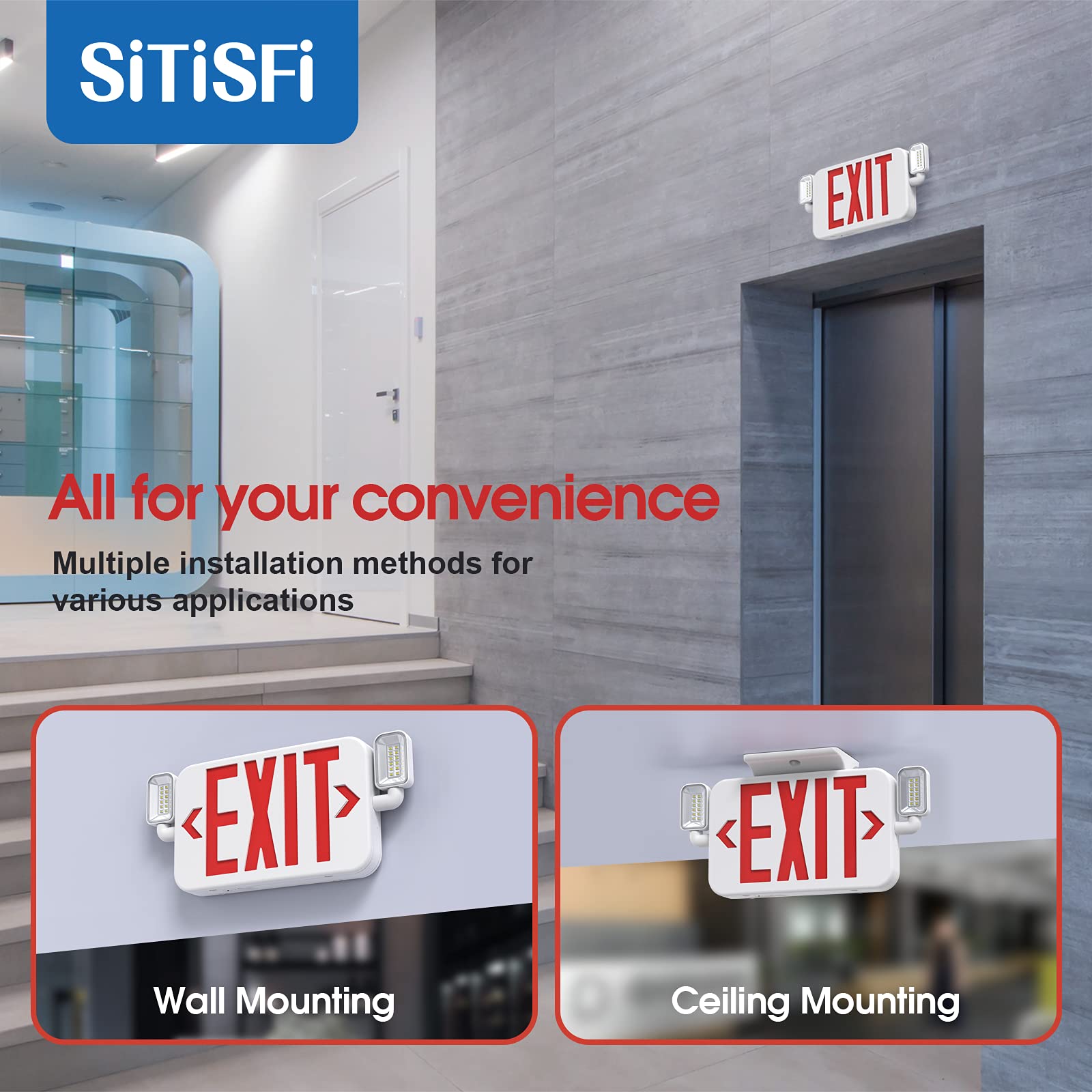 SITISFI backup battery exit light powers during outages.
