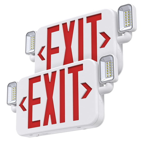 SITISFI LED exit sign with dual heads for broad directional illumination.