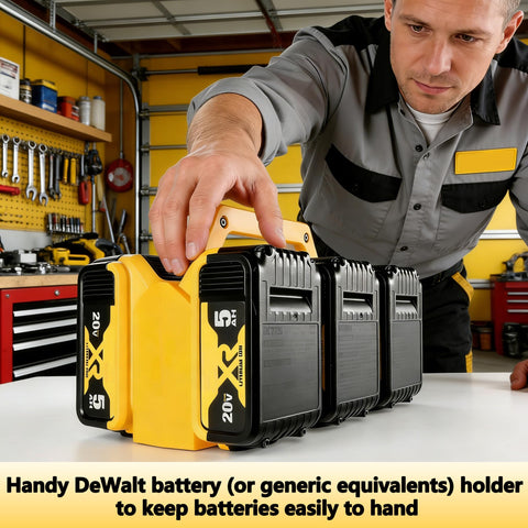 Sivsis DeWalt holder keeps workspace organized and clutter-free.
