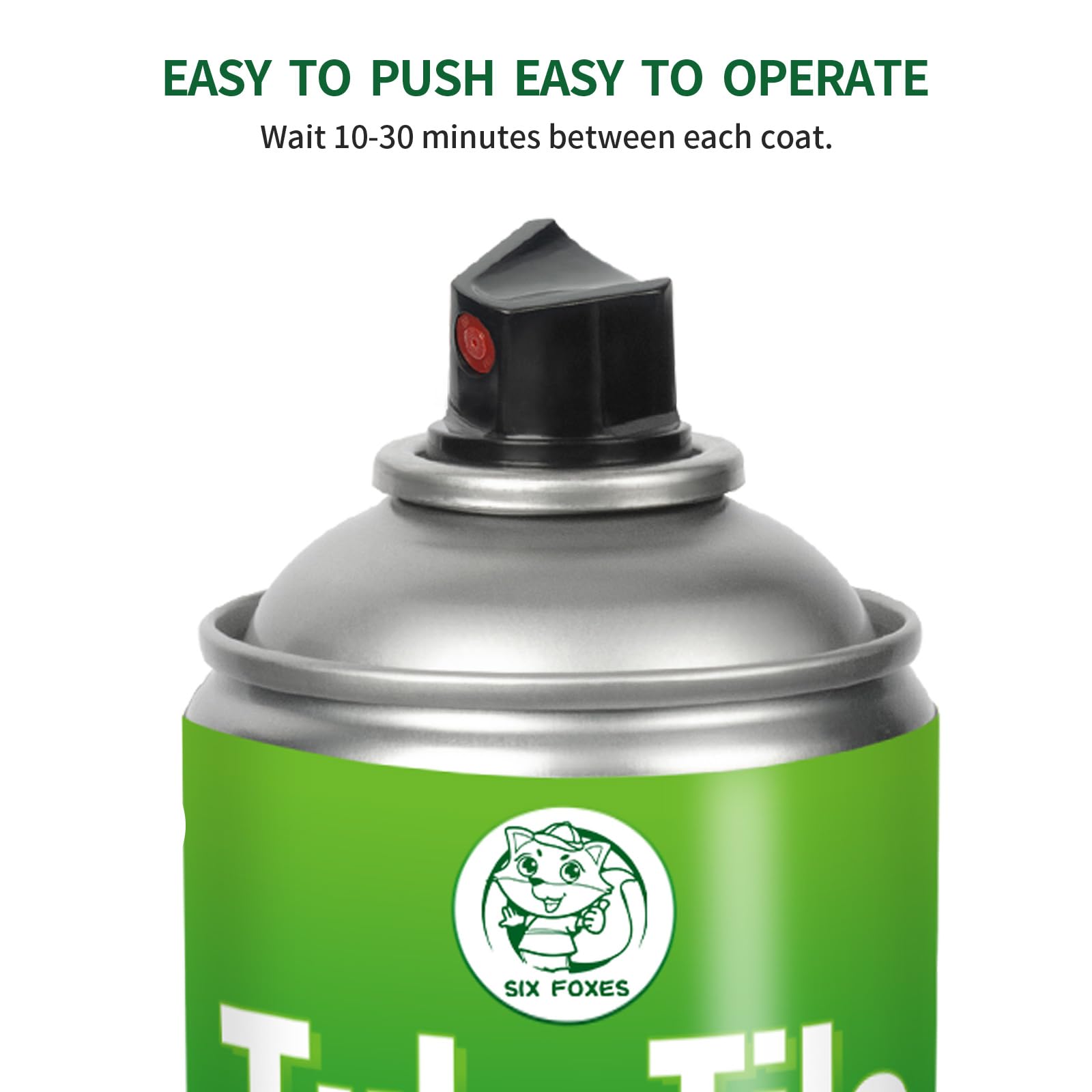Six Foxes tub-tile spray white application spot shows even coating