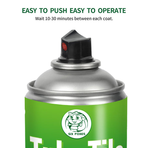 Six Foxes tub-tile spray white application spot shows even coating
