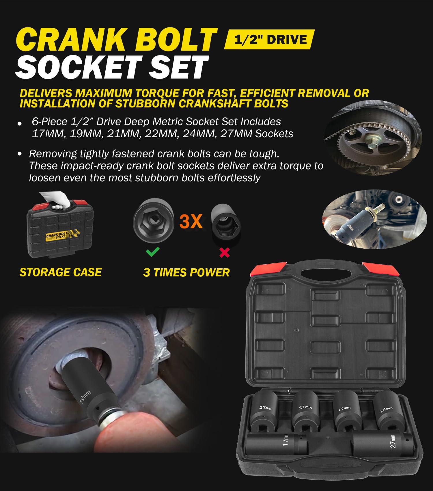 Sixcow weighted crank socket 19mm designed for high-torque removal in tight spaces.