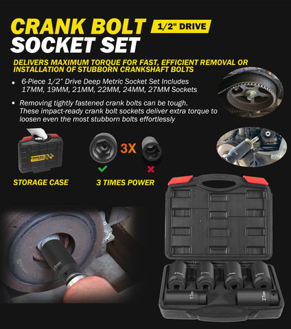 Sixcow weighted crank socket 19mm designed for high-torque removal in tight spaces.