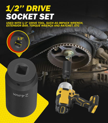 Sixcow 27mm deep socket boosts torque on large crank bolts securely.