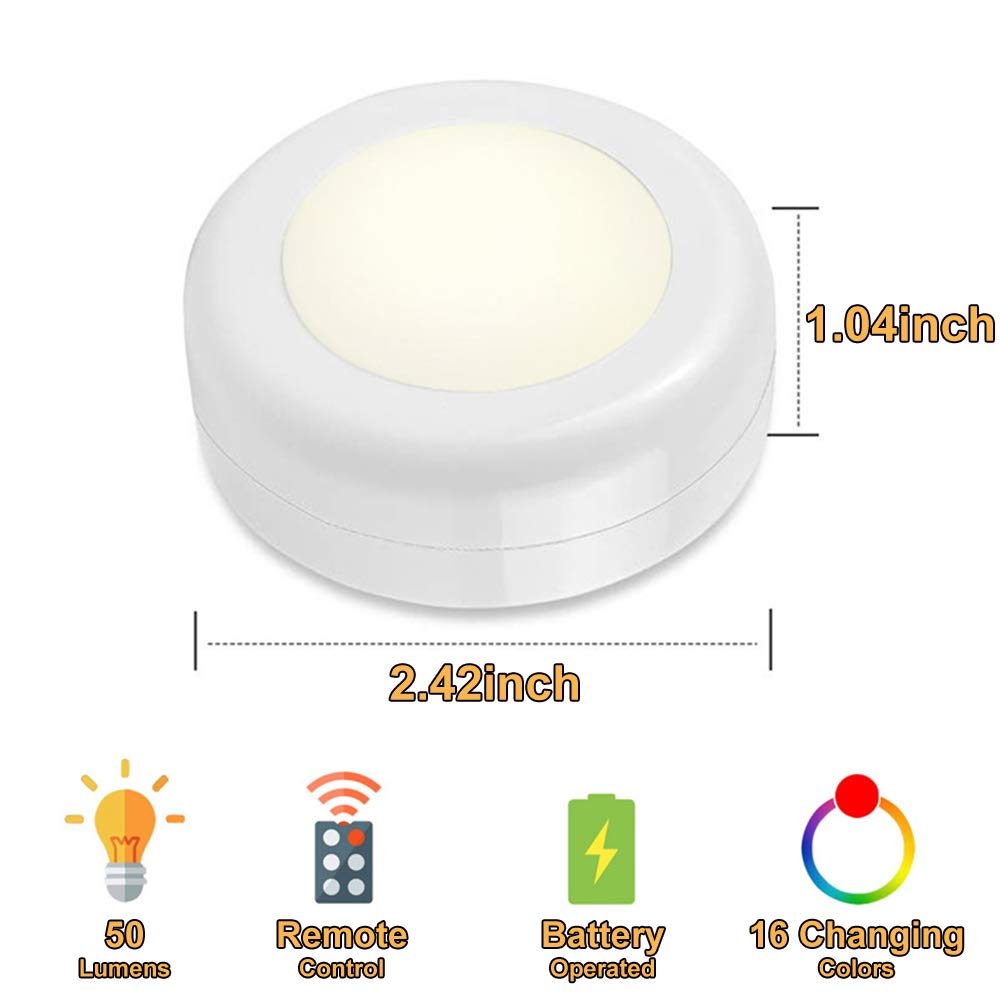 SixDEFLY 16-color puck lights offer flexible ambiance without cords.