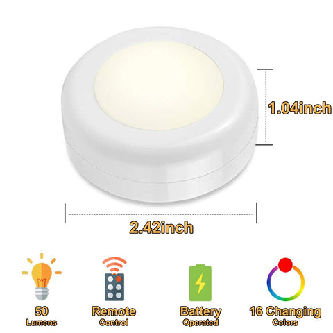 SixDEFLY 16-color puck lights offer flexible ambiance without cords.