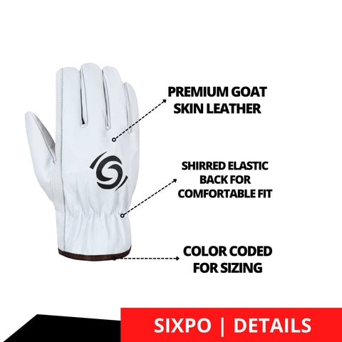 SIXPO goatskin gloves close-up showing premium grain leather for durable grip