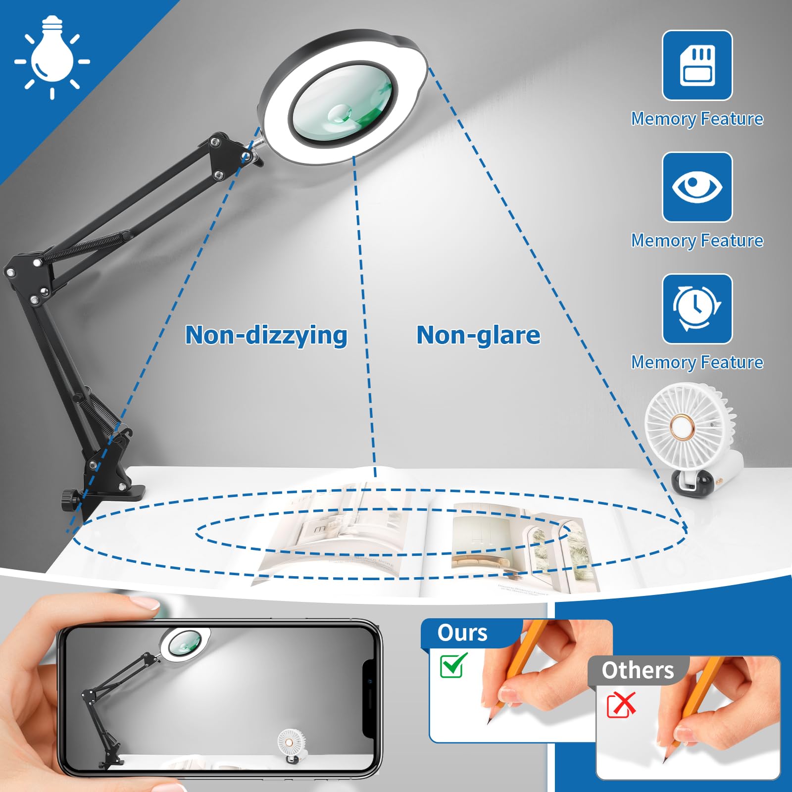 SIYOMG versatile setup with base and clamp fits many desk designs.