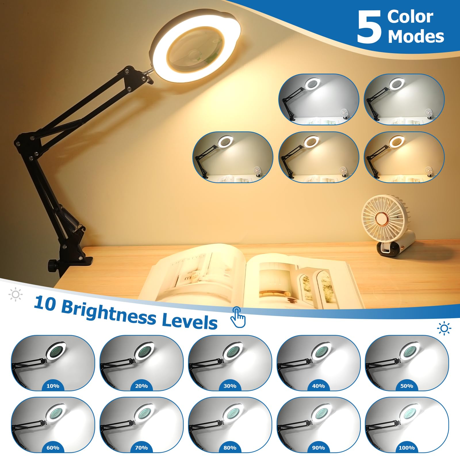 SIYOMG heavy base and clamp keep the magnifier stable on various surfaces.