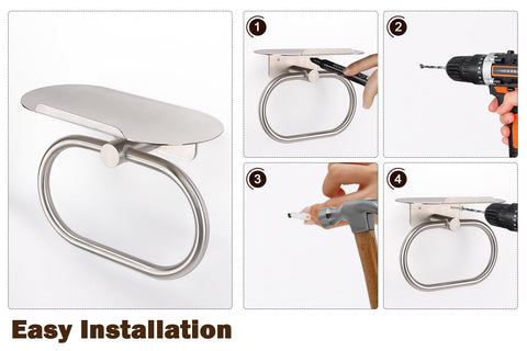 Siyzda 304 stainless steel towel ring with shelf resists rust in wet environments