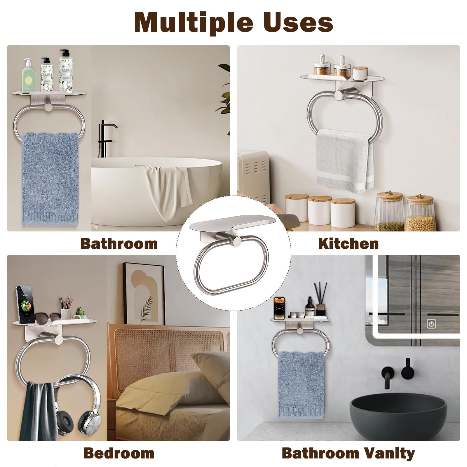 Siyzda wall-mounted towel hanger in brushed nickel for quick towel access