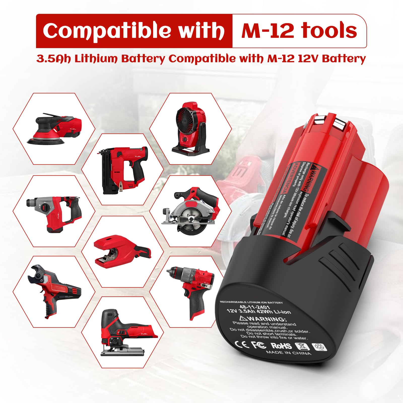 SJZNHFTOLO M12 battery charger for rapid, safe charging.