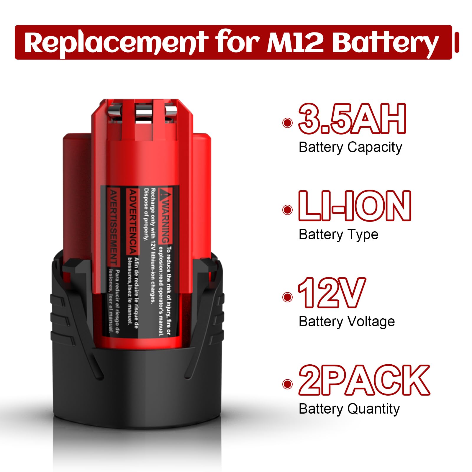 SJZNHFTOLO Milwaukee M12 compatible battery delivering extended runtime.