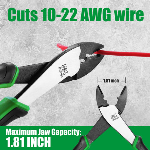 SK 9.5-inch crimping pliers—10–22 AWG terminals compatibility for versatile use.