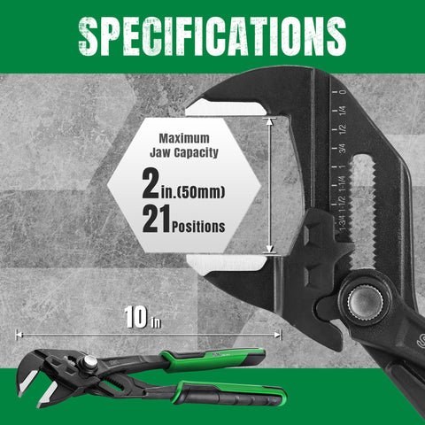 SK 10-Inch Pliers Wrench ergonomic anti-slip grips reduce fatigue.