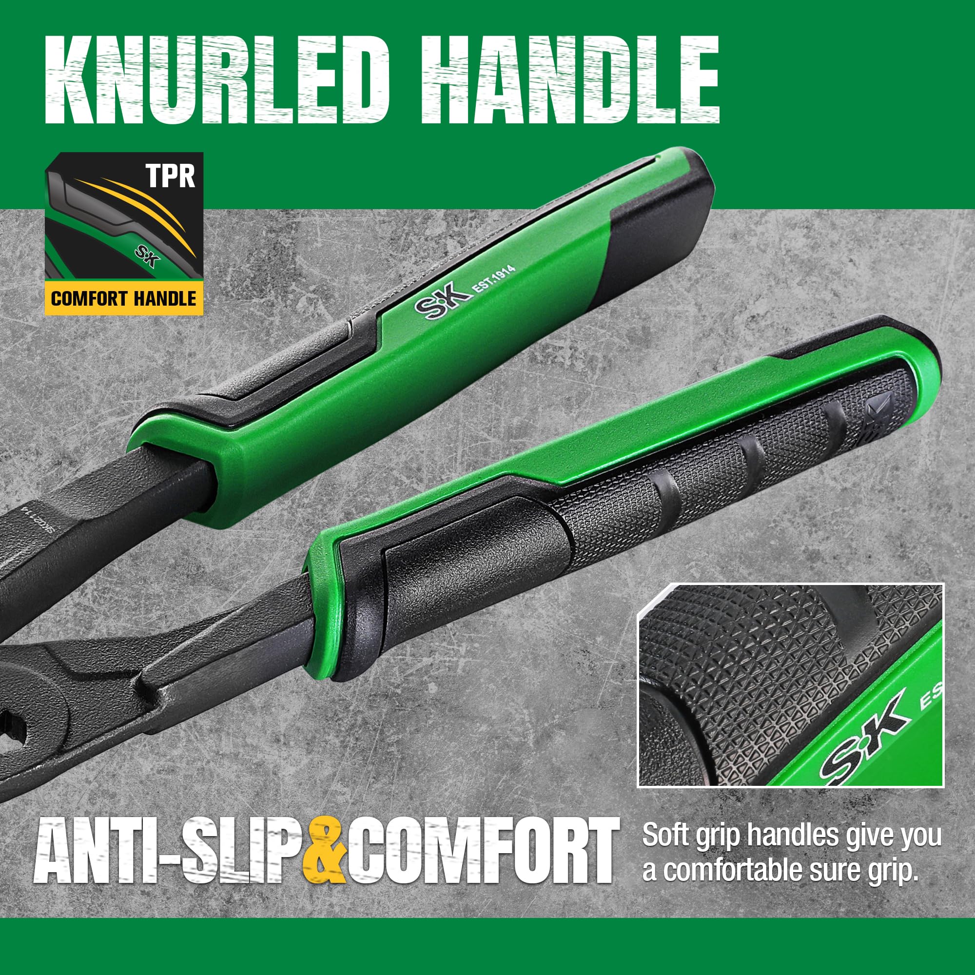 SK 10-Inch Pliers Wrench heat-treated for added strength and durability.