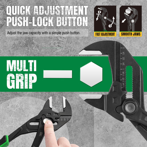 SK 10-Inch Pliers Wrench premium CR-V steel ensures strength.