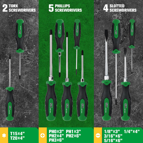 Torx drivers include T15 and T20 for star screws.