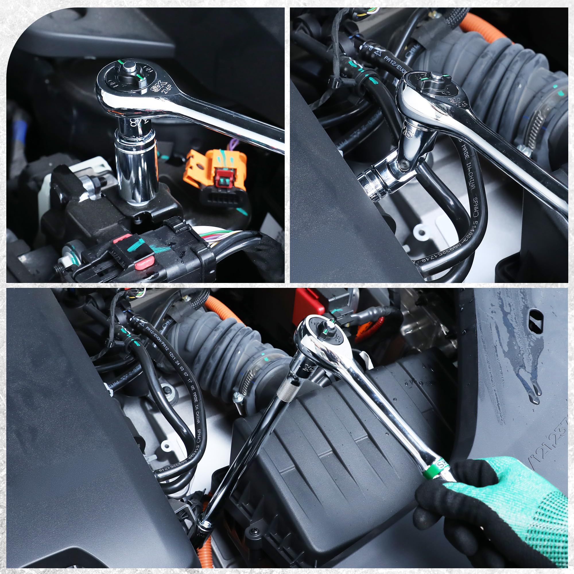 SK 20-piece adapter (1/4F-3/8M) enables mixed drive sockets.